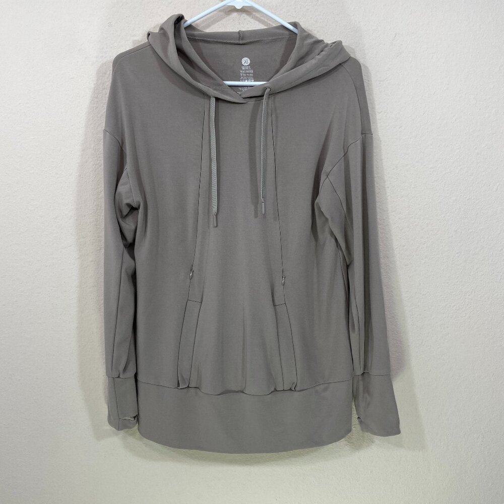 Kindred Bravely Small Petite Bamboo Maternity & Nursing Hoodie Tan Beige Pockets